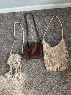Women's Brown Leather Drawstring Bucket Bag - Classic Crossbody